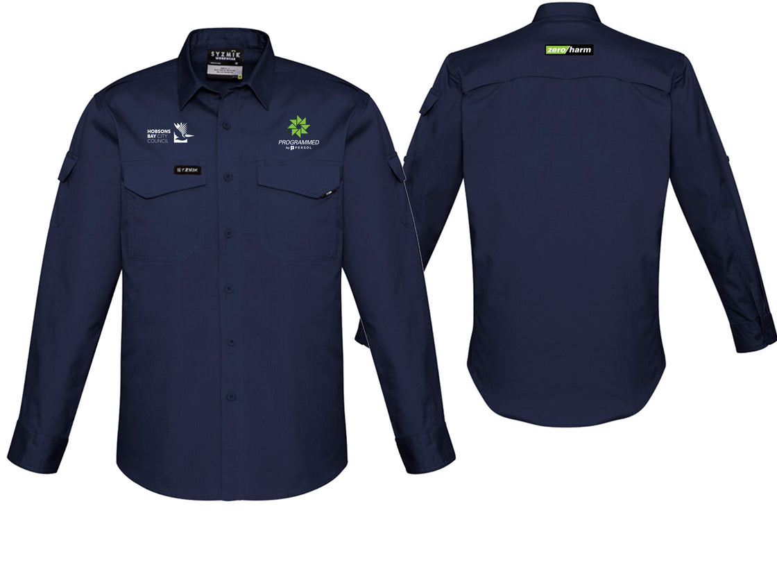MENS RUGGED COOLING LONG SLEEVE SHIRT - NAVY