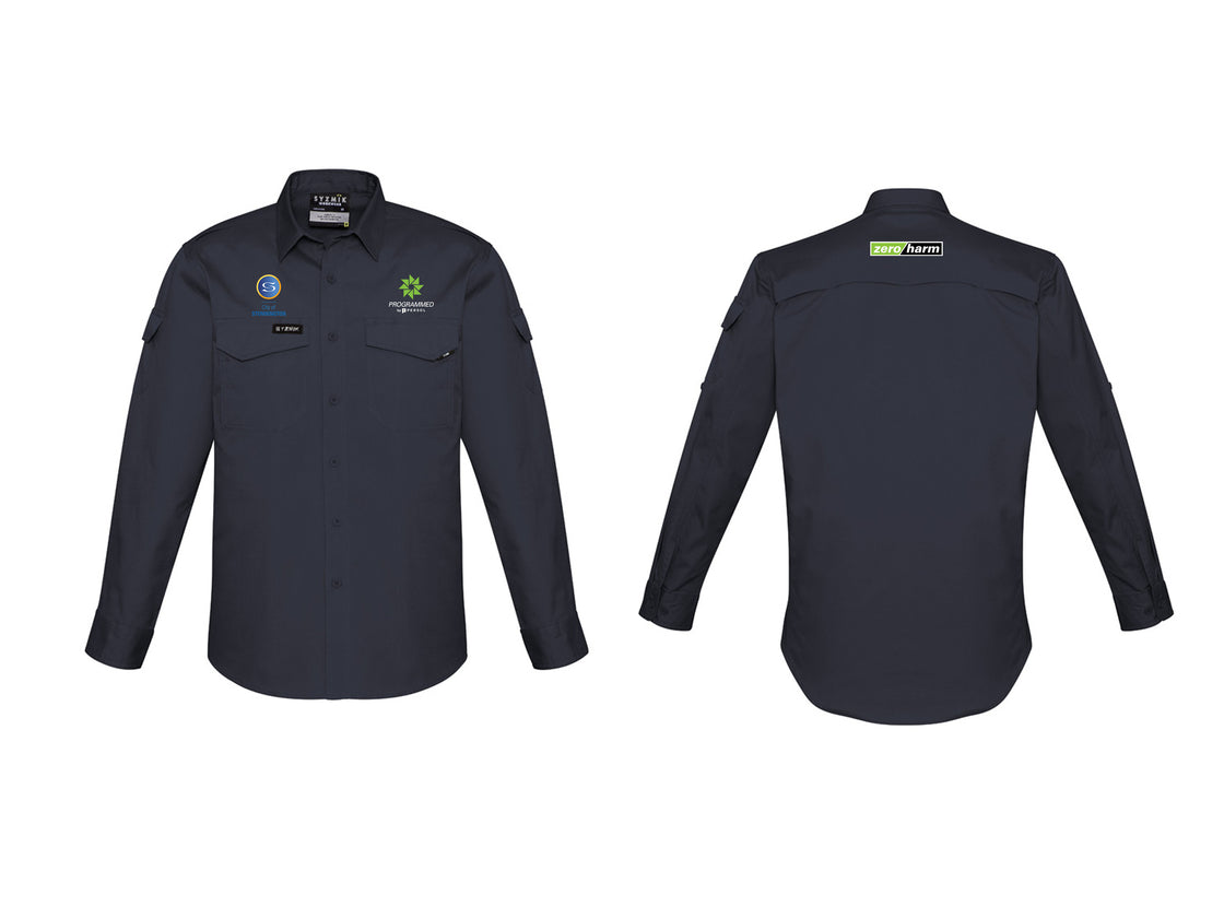MENS RUGGED COOLING LONG SLEEVE SHIRT - CHARCOAL