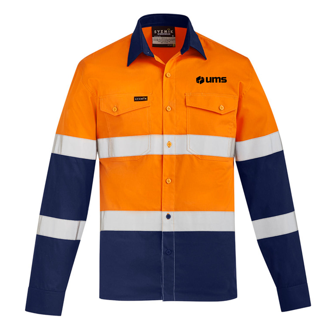 MENS LIGHTWEIGHT BIO MOTION LONG SLEEVE SHIRT - ORANGE/NAVY