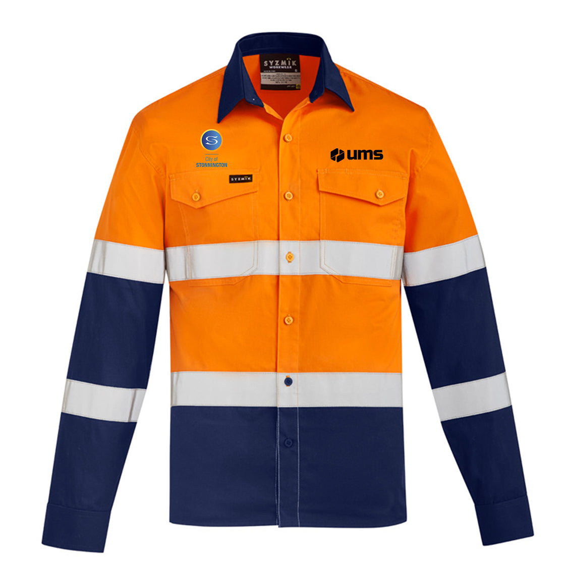 MENS LIGHTWEIGHT BIO MOTION L/S SHIRT - ORANGE/NAVY