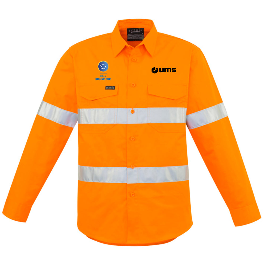 MENS HI VIS HOOP TAPED LONG SLEEVE SHIRT - ORANGE