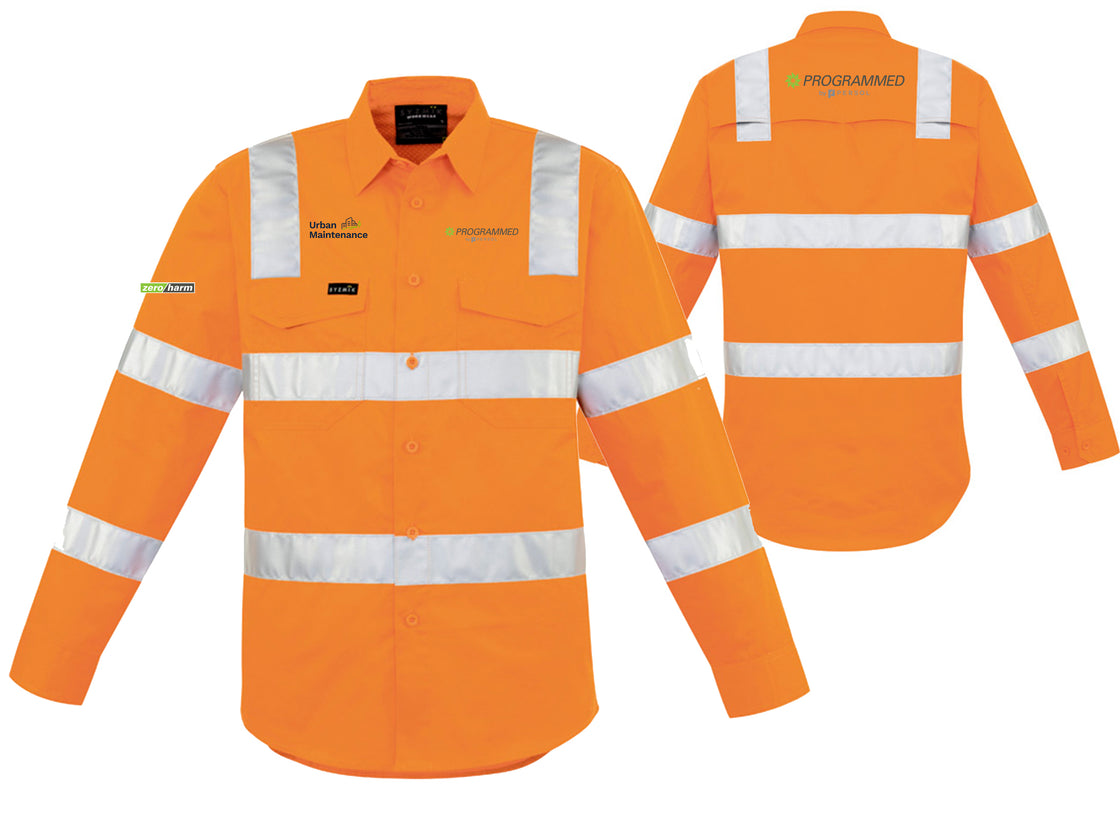 MENS BIO MOTION VIC RAIL LONG SLEEVE SHIRT - ORANGE