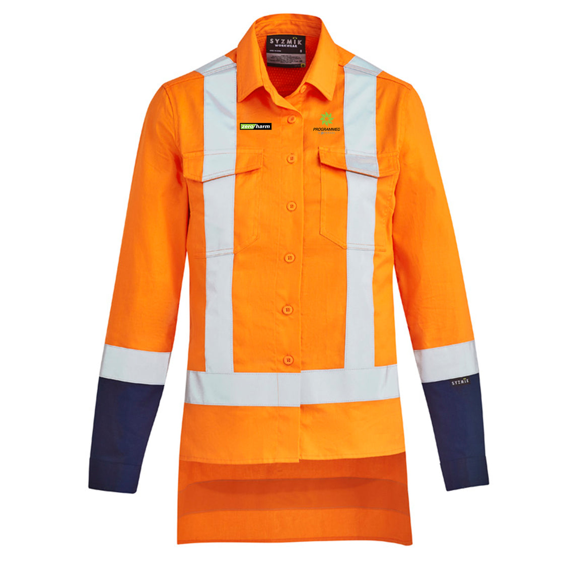 WOMENS TTMC-W23 DRILL WORK SHIRT - ORANG/NAVY