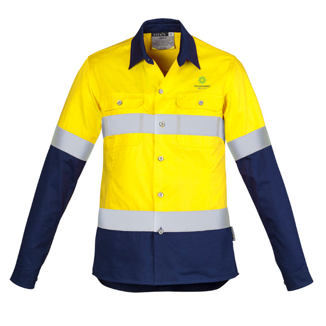 WOMENS INDUSTRIAL LONG SLEEVE SHIRT - HOOP TAPED - YELLOW/NAVY
