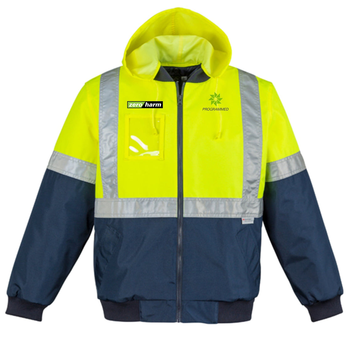 MENS HI VIS QUILTED FLYING JACKET - YELLOW/NAVY