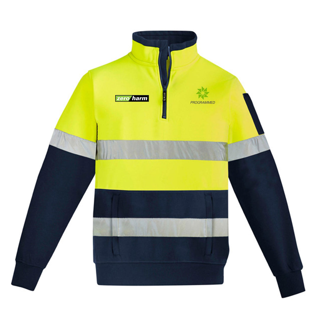 MENS HI VIS 1/4 ZIP PULLOVER - YELLOW/NAVY